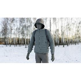 Men's Down Jacket with Jacket, Gloves, Hat and Backpack 3D model